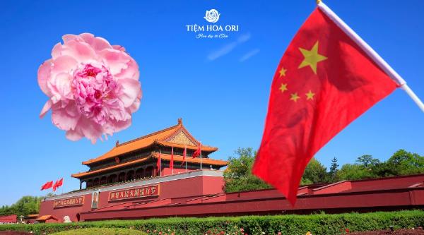 Bức tranh hoa mẫu đơn đỏ trong văn hóa Trung Quốc, tượng trưng cho sự giàu sang và quyền lực